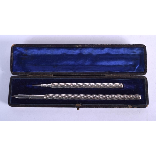 976 - A BOXED S. MORDAN & CO PEN AND PENCIL SET.  Cartouche on box dated Christmas 1896, weight (excl box)... 