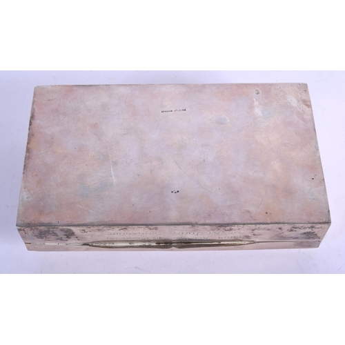 977 - AN ORIENTAL SILVER BOX WITH EMBOSSED SILVER LID.  Stamped Bangkok Sterling, 15cm x 9cm x 4cm, weight... 