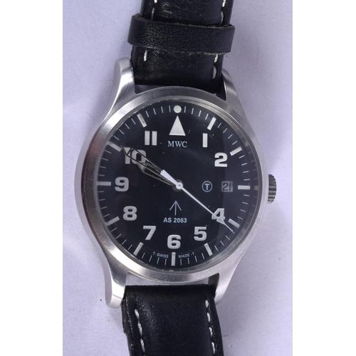 979 - A MWC MILITATY WRISTWATCH MARKED AS 2063.  Dial 4.3cm (inc crown), weight 56g