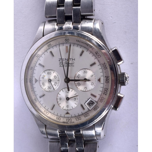 981 - A STAINLESS STEEL ZENITH EL PRIMERO WRISTWATCH.  Dial 4.2cm inc crown