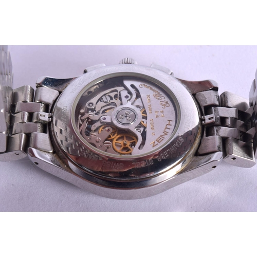 981 - A STAINLESS STEEL ZENITH EL PRIMERO WRISTWATCH.  Dial 4.2cm inc crown