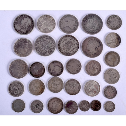 986 - MIXED VICTORIAN SILVER COINS.  Weight 204g (30)