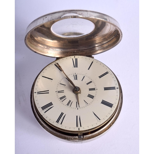 993 - A SILVER HALF HUNTER VERGE POCKET WATCH. Hallmarked Birmingham 1843, Dial 4.5cm, weight 157g