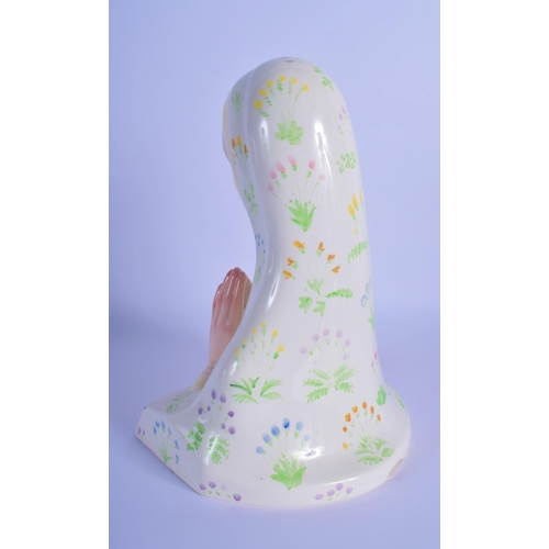 1 - A RARE LENCI EARTHENWARE BUST OF MADONNA C1932 by Paola Bologna, modelled praying, wearing a floral ... 
