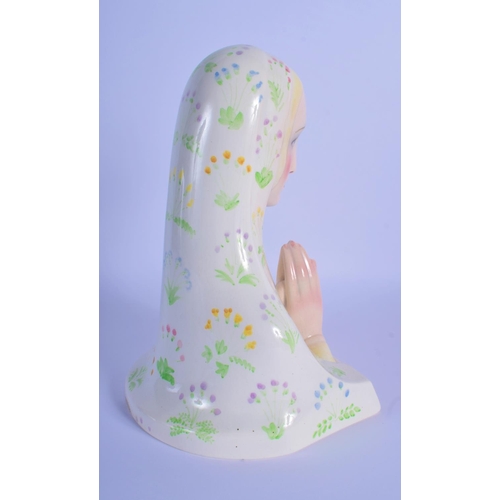 1 - A RARE LENCI EARTHENWARE BUST OF MADONNA C1932 by Paola Bologna, modelled praying, wearing a floral ... 