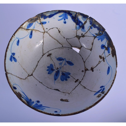 29 - A LARGE 18TH CENTURY DELFT BLUE AND WHITE BOWL together with a similar shallow dish. Largest 22 cm x... 