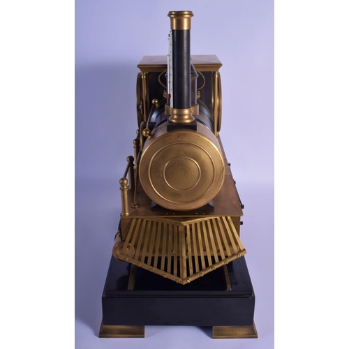 A LARGE CONTINENTAL STEAM NOVELTY TRAIN CLOCK with track. 42 cm x 28 cm. (2)