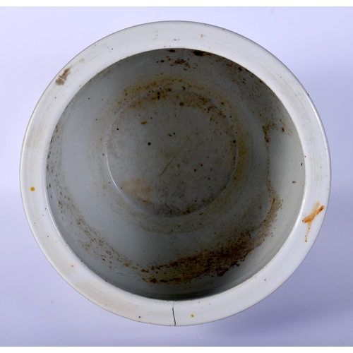 17 - A 19TH CENTURY CHINESE POWDER BLUE GROUND PORCELAIN JARDINIERE Guangxu, painted with foliage and vin... 