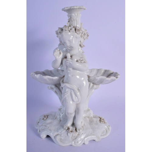 1A - A 19TH CENTURY GERMAN WHITE GLAZED PORCELAIN CENTREPIECE modelled as figures beside shells. 27 cm x ... 