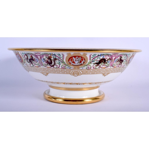 101 - SEVRES BOWL DATED 1846 PAINTED IN THE HUNTING SERVICE PATTERN OF LOUIS PHILLIPE, WITH DETAILED BORDE... 