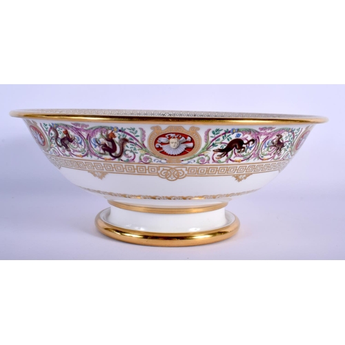 101 - SEVRES BOWL DATED 1846 PAINTED IN THE HUNTING SERVICE PATTERN OF LOUIS PHILLIPE, WITH DETAILED BORDE... 