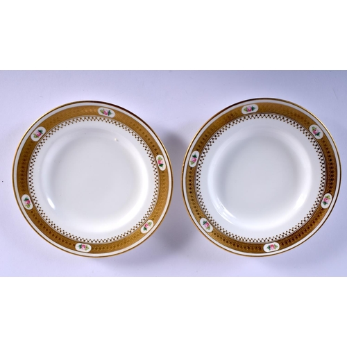 110 - LATE 19TH C. MINTON PAIR OF TEACUPS SAUCERS AND SIDE PLATES AND A PAIR OF MINTON CUPS AND SAUCERS PA... 