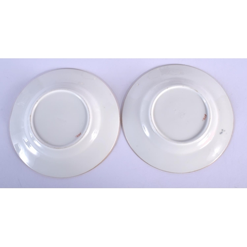 110 - LATE 19TH C. MINTON PAIR OF TEACUPS SAUCERS AND SIDE PLATES AND A PAIR OF MINTON CUPS AND SAUCERS PA... 