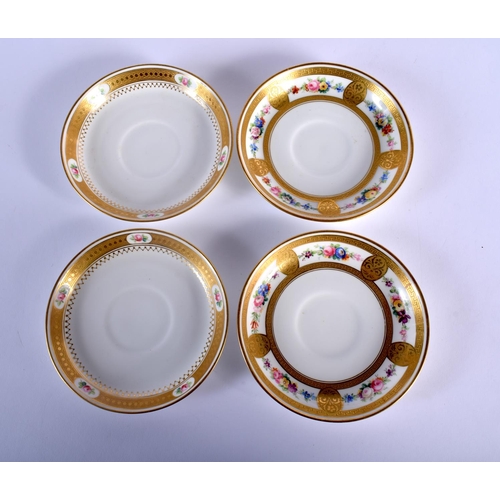 110 - LATE 19TH C. MINTON PAIR OF TEACUPS SAUCERS AND SIDE PLATES AND A PAIR OF MINTON CUPS AND SAUCERS PA... 