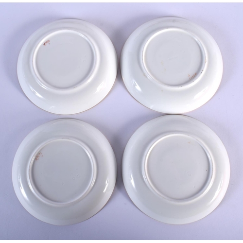 110 - LATE 19TH C. MINTON PAIR OF TEACUPS SAUCERS AND SIDE PLATES AND A PAIR OF MINTON CUPS AND SAUCERS PA... 