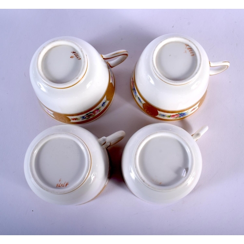 110 - LATE 19TH C. MINTON PAIR OF TEACUPS SAUCERS AND SIDE PLATES AND A PAIR OF MINTON CUPS AND SAUCERS PA... 