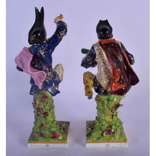 14 - A SET OF FOUR 19TH CENTURY FRENCH SAMSONS OF PARIS PORCELAIN FIGURES Chelsea/Derby style. Largest 20... 