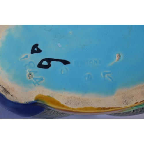 17 - A RARE 19TH CENTURY MINTON MAJOLICA TEAPOT AND COVER in the form of a monkey. 21 cm x 17 cm.