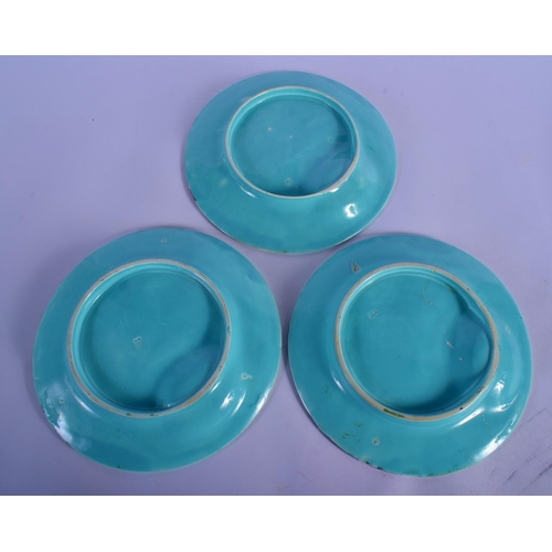 21 - NINE 19TH CENTURY FRENCH MAJOLICA ASPARAGUS DISHES. 23 cm diameter. (9)