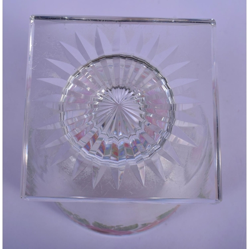 30 - AN ANTIQUE ENAMELLED GLASS RUMMER painted with flowers. 15 cm high.