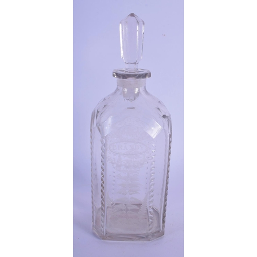 31 - A VICTORIAN BRANDY DECANTER AND STOPPER 21 cm high.