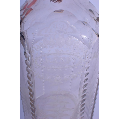 31 - A VICTORIAN BRANDY DECANTER AND STOPPER 21 cm high.