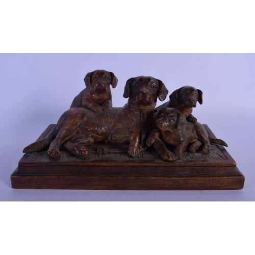 311 - A FINE 19TH CENTURY BAVARIAN BLACK FOREST CARVED WOOD FIGURE OF DOGS in the manner of Walter Mader. ... 