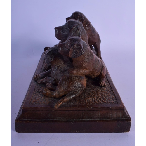 311 - A FINE 19TH CENTURY BAVARIAN BLACK FOREST CARVED WOOD FIGURE OF DOGS in the manner of Walter Mader. ... 