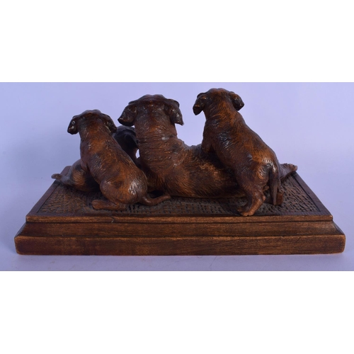 311 - A FINE 19TH CENTURY BAVARIAN BLACK FOREST CARVED WOOD FIGURE OF DOGS in the manner of Walter Mader. ... 