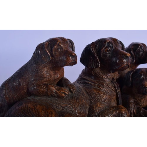 311 - A FINE 19TH CENTURY BAVARIAN BLACK FOREST CARVED WOOD FIGURE OF DOGS in the manner of Walter Mader. ... 