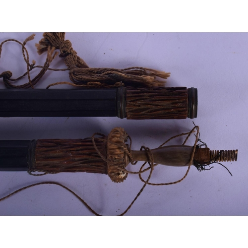 316 - A VERY UNUSUAL 19TH CENTURY TRIBAL CARVED RHINOCEROS HORN SPEAR possibly Polynesian. 60 cm long.