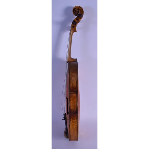 318 - A CASED ANTIQUE SINGLE PIECE BACK VIOLIN bearing Italian label to interior dated 1803. 58 cm long.
