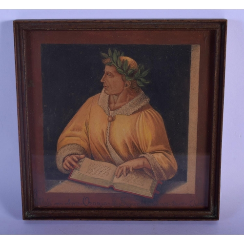 322 - Italian School (19th/20th Century) Watercolour, Seated scholar 18.5 cm square.
