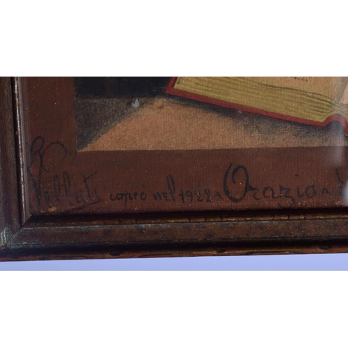 322 - Italian School (19th/20th Century) Watercolour, Seated scholar 18.5 cm square.