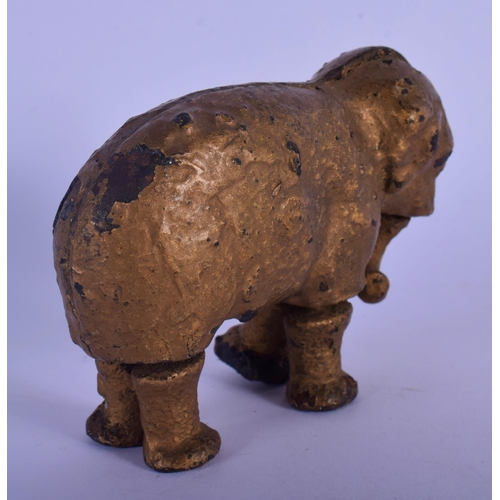 326 - AN ANTIQUE CAST IRON FIGURE OF JUMBO THE ELEPHANT. 9 cm x 7 cm.