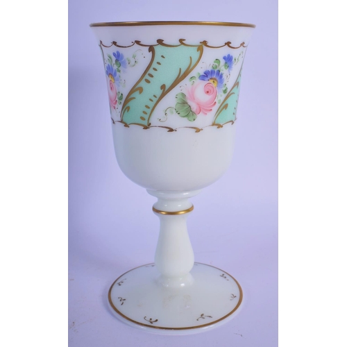 33 - A BOHEMIAN OPAQUE ENAMELLED GLASS GOBLET. 17.5 cm high.