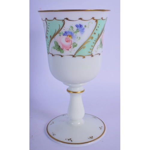 33 - A BOHEMIAN OPAQUE ENAMELLED GLASS GOBLET. 17.5 cm high.