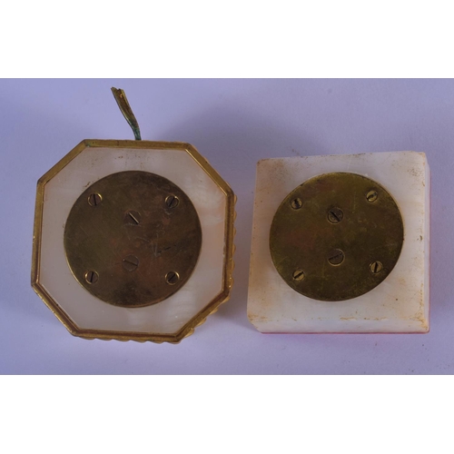 331 - TWO ART DECO MIXED MARBLE DESK BUTTON SWITCHES. 6 cm wide. (2)