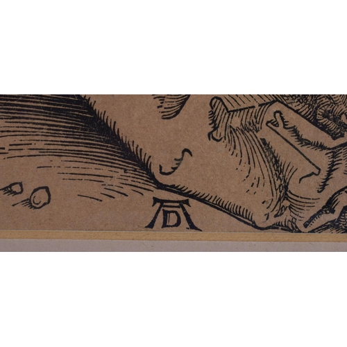 332 - After Albrecht Durer (1471-1528) Engraving, Figures within a landscape. 48 cm x 36 cm.