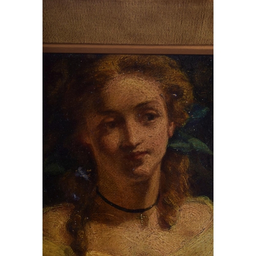335 - European School (19th Century) Oil on board, Female. 25 cm x 20 cm.
