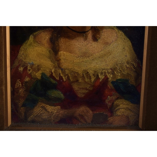 335 - European School (19th Century) Oil on board, Female. 25 cm x 20 cm.