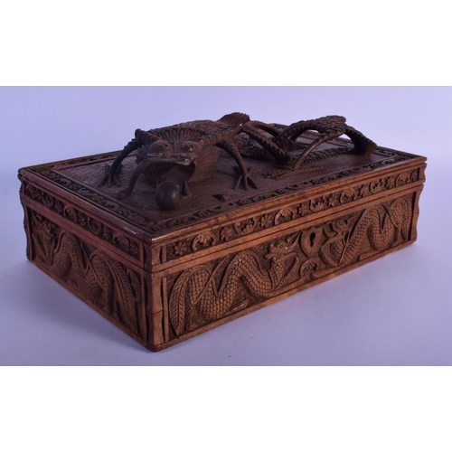 338 - AN UNUSUALLY FINE 19TH CENTURY BURMESE CARVED WOOD BASKET wonderfully formed with a three dimensiona... 