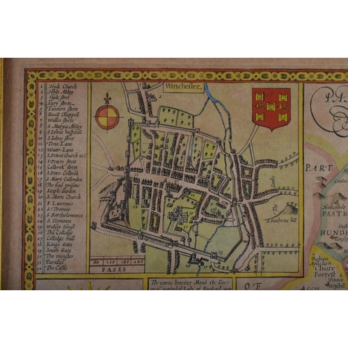 347 - AN ANTIQUE ENGLISH MAP OF HAMPSHIRE. 54 cm x 44 cm.