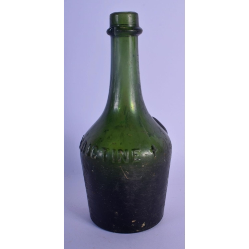 35 - AN EARLY BENEDICTINE GREEN GLASS BOTTLE. 24 cm high.