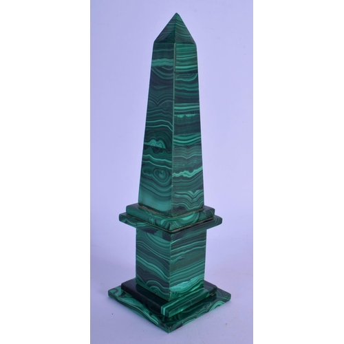 358 - AN ANTIQUE MALACHITE OBELISK. 16 cm high.