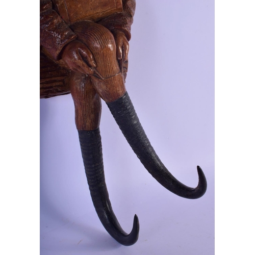 359 - A RARE 19TH CENTURY BAVARIAN BLACK FOREST GNOME COAT HOOK. 36 cm long.