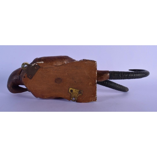 359 - A RARE 19TH CENTURY BAVARIAN BLACK FOREST GNOME COAT HOOK. 36 cm long.