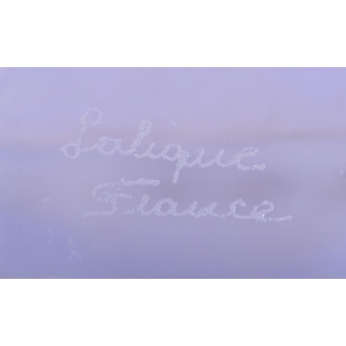 36 - A LOVELY FRENCH LALIQUE GLASS WATER NYMPH PIN TRAY. 11 cm x 8 cm.