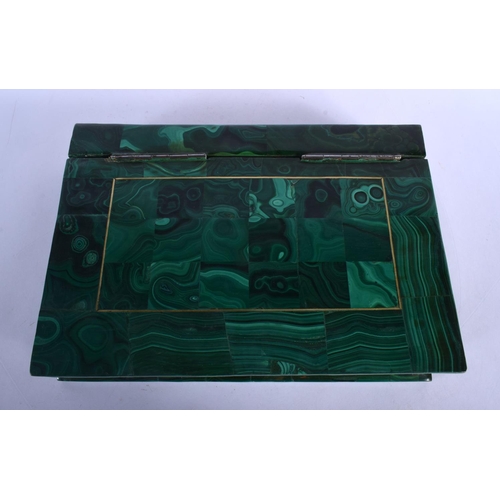 368 - A VERY RARE EARLY 20TH CENTURY CARVED MALACHITE CRYSTAL SPECIMAN BOX contained within a faux book an... 