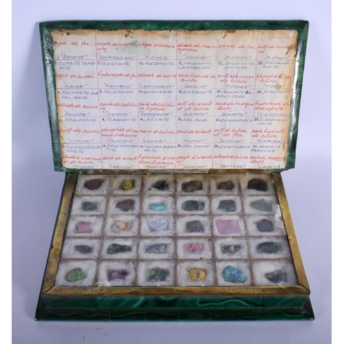 368 - A VERY RARE EARLY 20TH CENTURY CARVED MALACHITE CRYSTAL SPECIMAN BOX contained within a faux book an... 